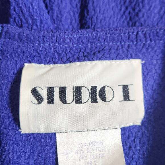 Vintage Studio I Women's Blue/Purple Textured Maxi Dress Size 12 Sleeveless Zip - Picture 5 of 7